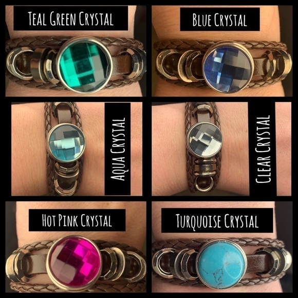 Leather Bracelet Ginger Button Snaps Pick 2 Brown - Picture 2 of 8